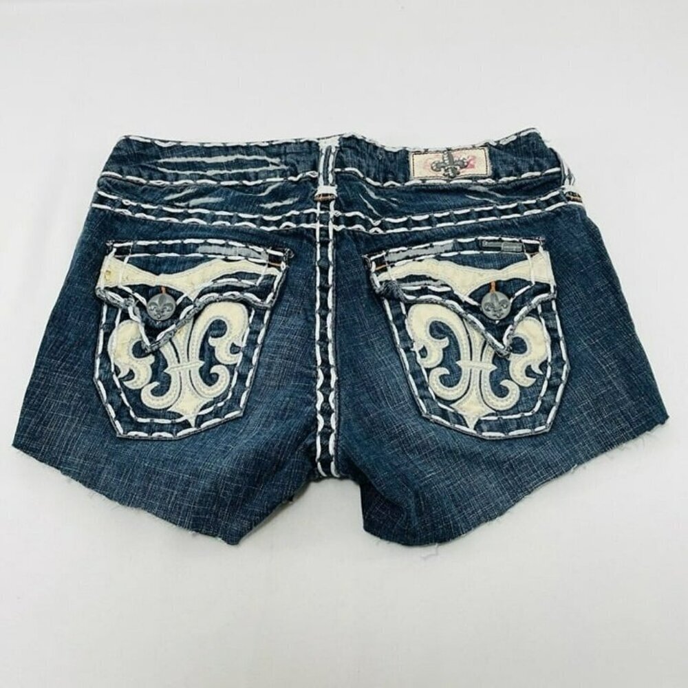 Laguna Beach Jean Shorts Fleur De Lis Booties Women W27 Stud Cutoff Modified
